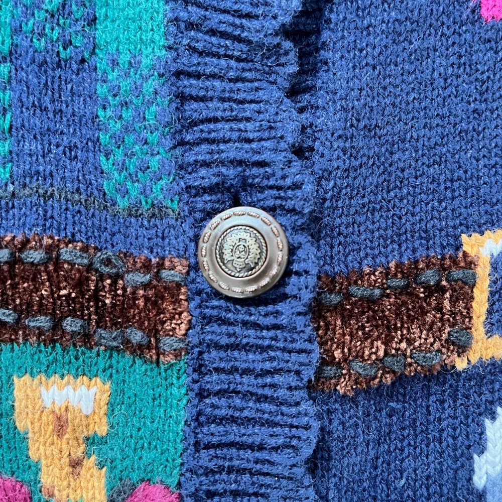 Vintage Equestrian Embroidered Patchwork Cardigan by Jantzen Classics - Picture 8 of 12